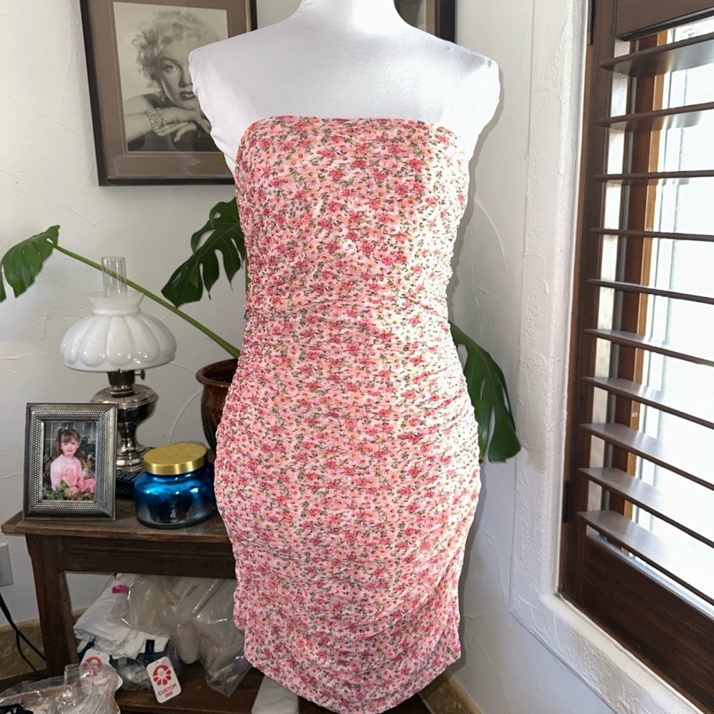 Revolve Miscreants Mini Rucked Strapless Dress NWOT SZ 4